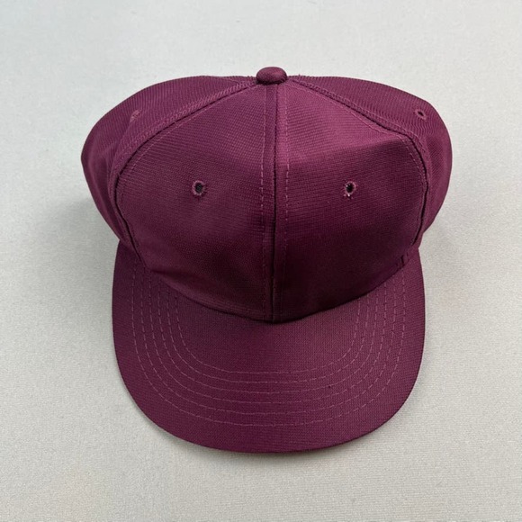 Vintage Maroon Hat Cap Snapback Burgundy Red Youngan Blank Basic Adjustable 90s - Picture 2 of 6